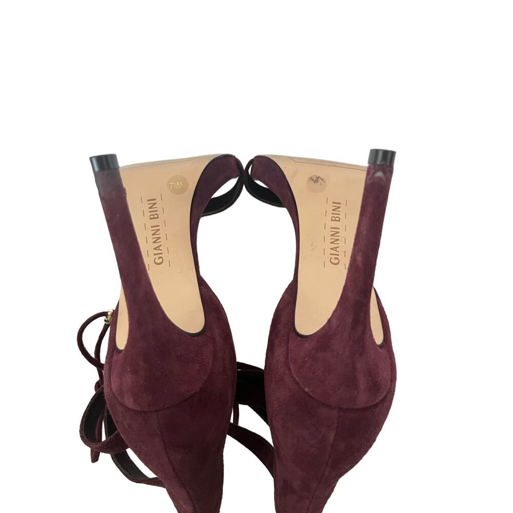 Gianni Bini burgandy Stiletto heels with ankle ties, size 7.5 M elegant, dressy - Picture 7 of 8